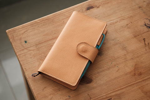 6 COLORS - A5/Hobonichi/Midori MD Natural Snap Closure Pebbled Leather –  Eternal Leather Goods