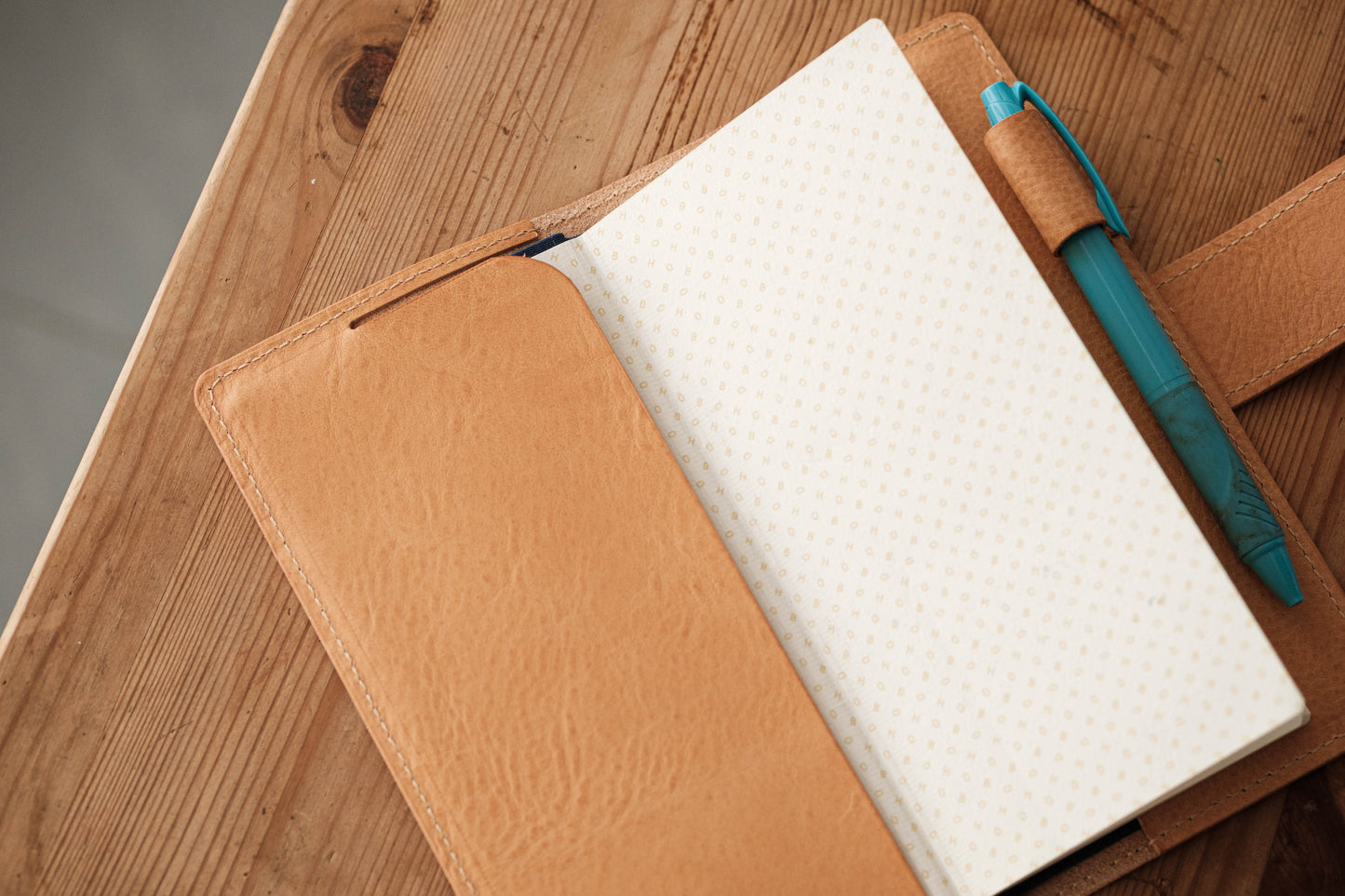 6 COLORS - Hobonichi Weeks Natural Snap Closure Pebbled Leather Notebook Cover - Eternal Leather Goods