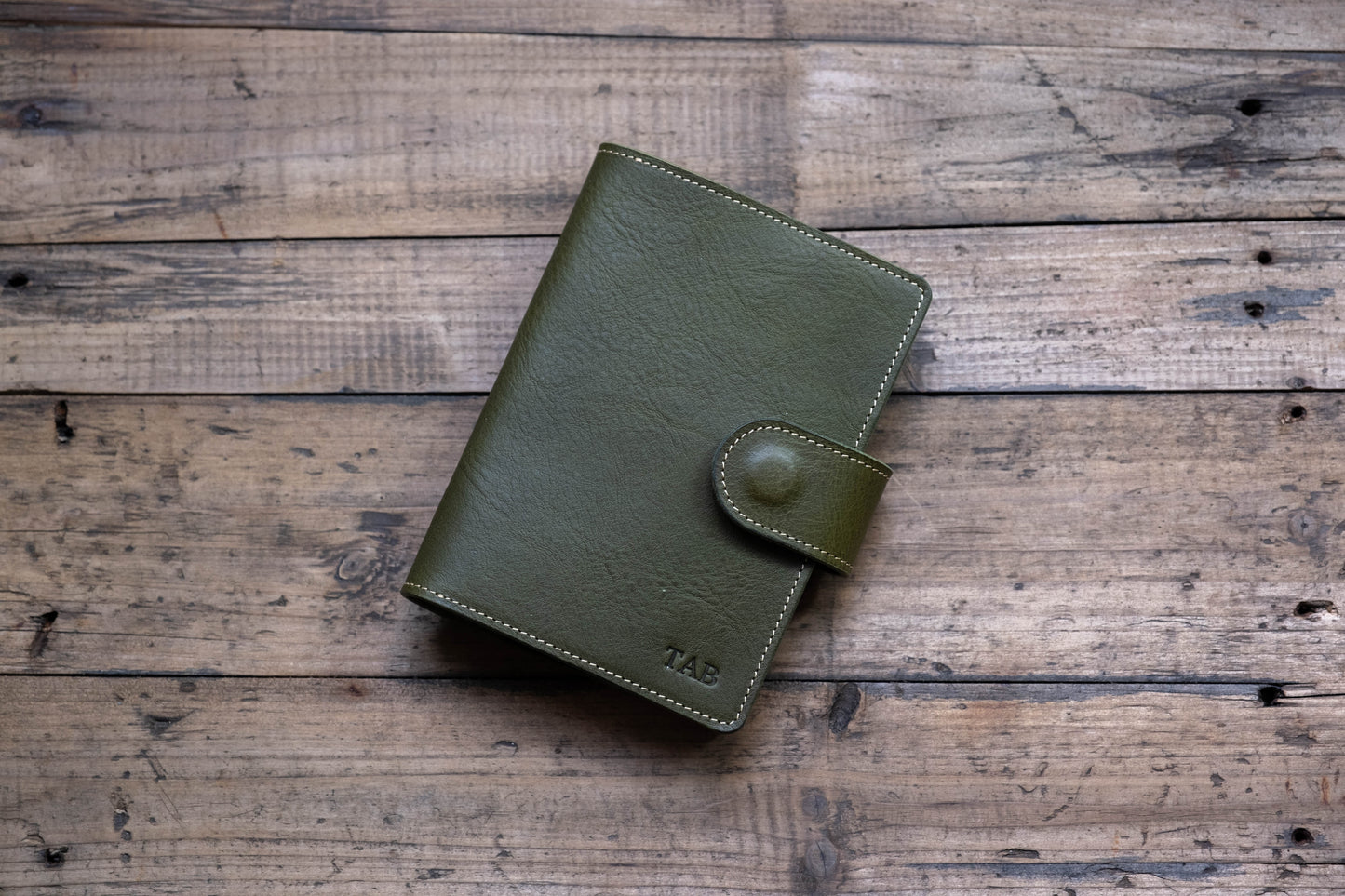 6 COLORS - A6/Hobonichi/Midori MD Natural Snap Closure Pebbled Leather Notebook Cover with Card Slots