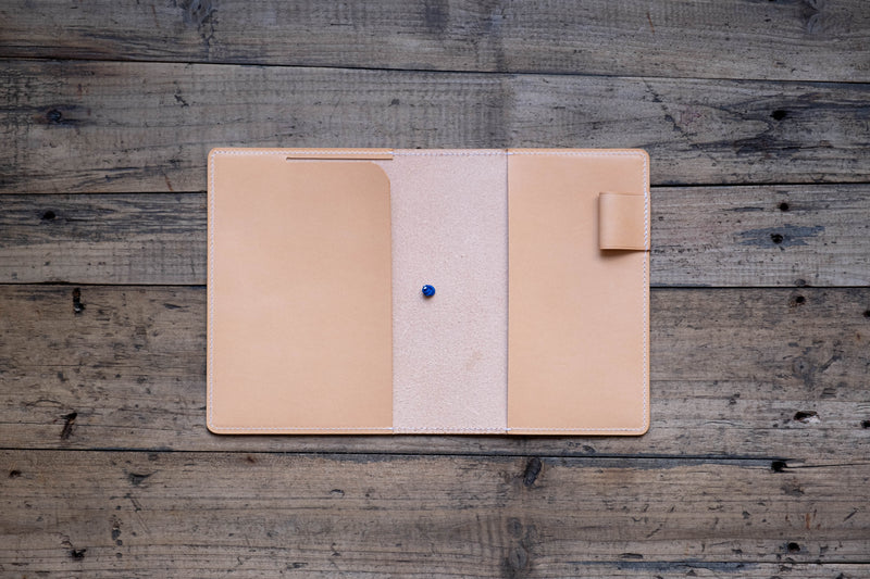 Couverture de carnet à fermeture élastique naturelle A6/Hobonichi/Midori MD