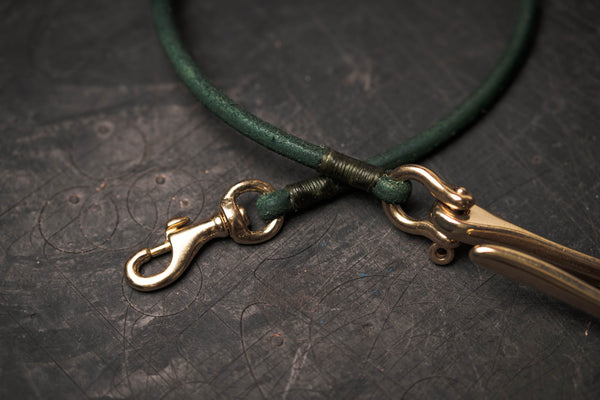 Green Vegetable-tanned Leather Cord Wallet Rope with Fish Hook