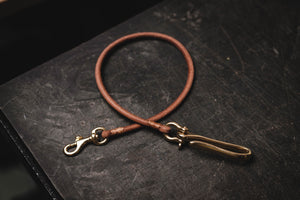 Light Brown Vegetable-tanned Leather Cord Wallet Rope with Fish Hook
