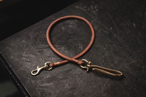 Dark Brown Vegetable-tanned Leather Cord Wallet Rope with Fish Hook