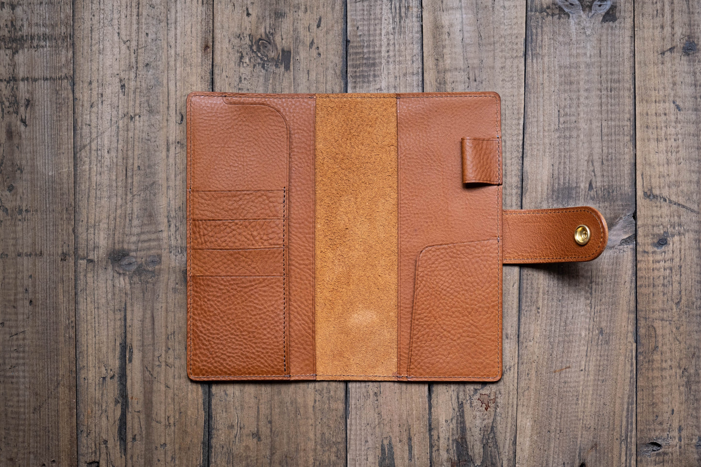 6 COLORS - Weeks Snap Closure Pebbled Leather Cover with Card Slots