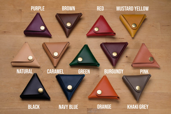 13 COLORS - Vegetable-tanned Leather Triangle Coin Purse, Utility Pouch - Eternal Leather Goods