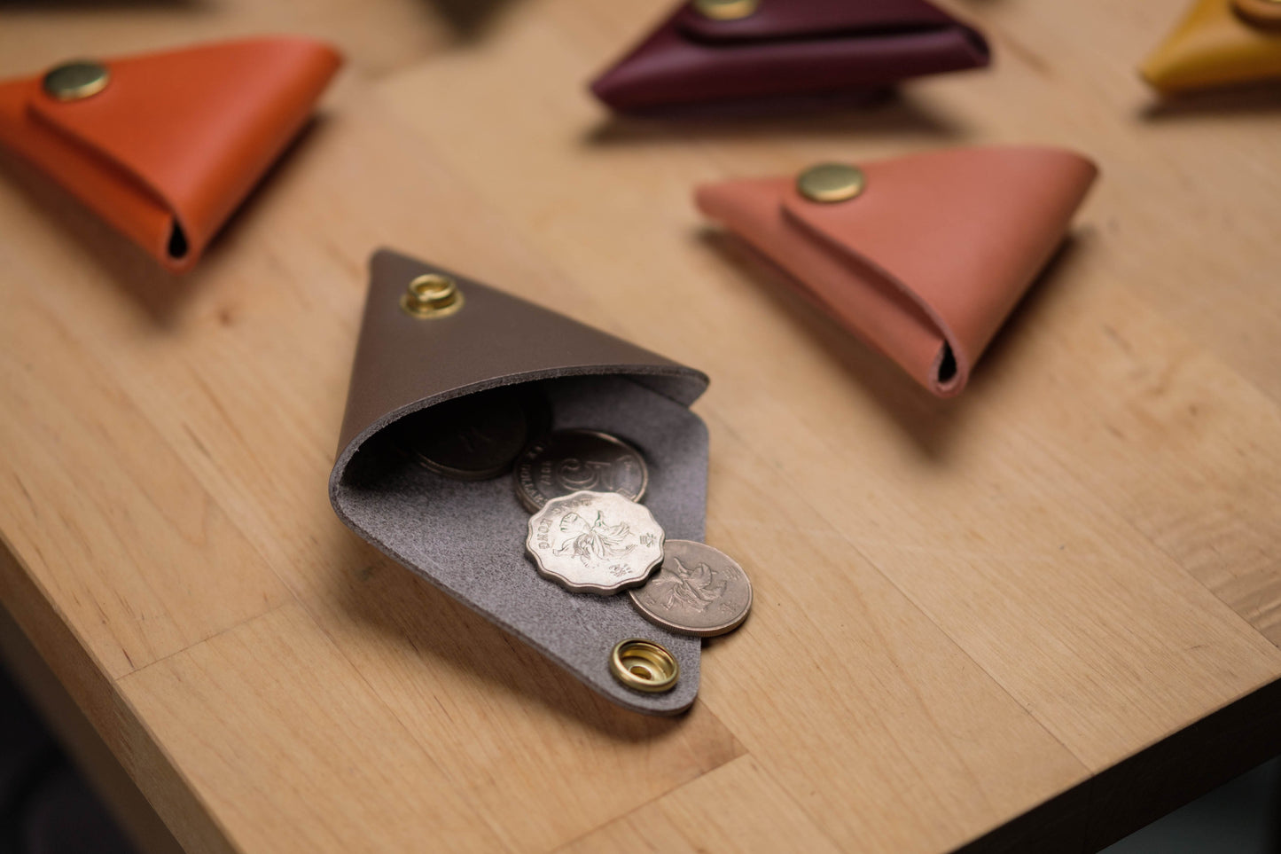 13 COLORS - Vegetable-tanned Leather Triangle Coin Purse, Utility Pouch - Eternal Leather Goods