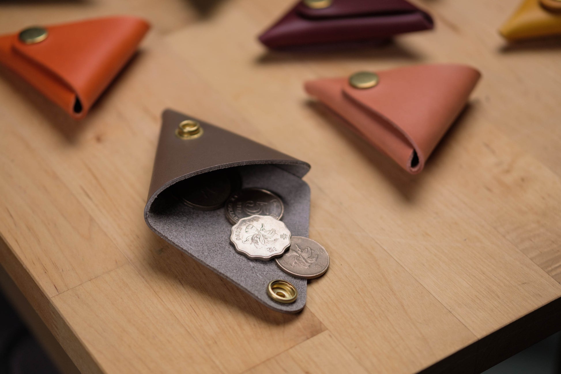 13 COLORS - Vegetable-tanned Leather Triangle Coin Purse, Utility Pouch - Eternal Leather Goods