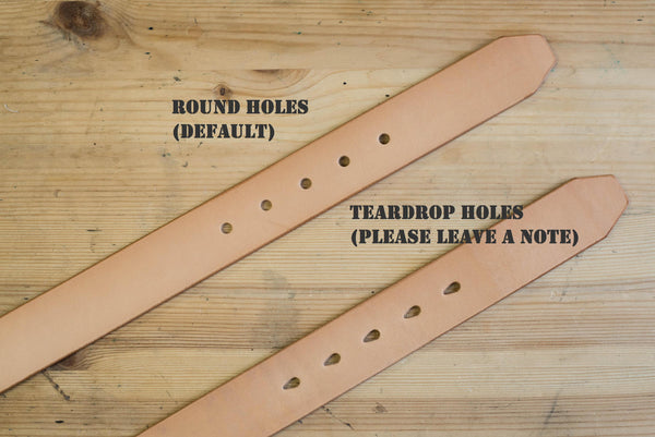 Variants of belt holes for Full-grain leather belt 