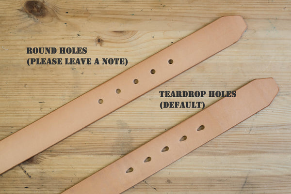 Variants of belt holes for Full-grain leather belt 