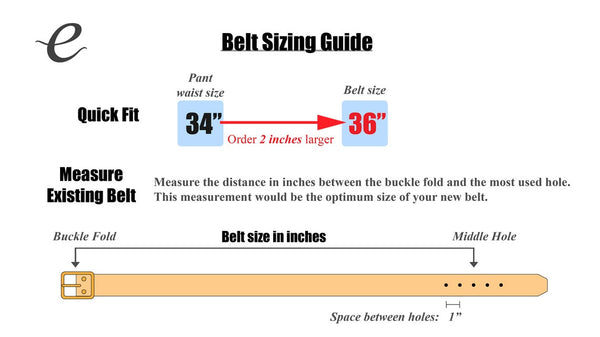 Guide for choosing correct size of veg-tan leather belt