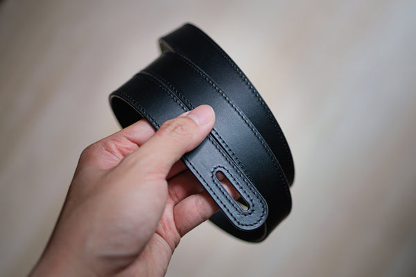Black Buttero Leather Ladies' Knotted Belt - Front view