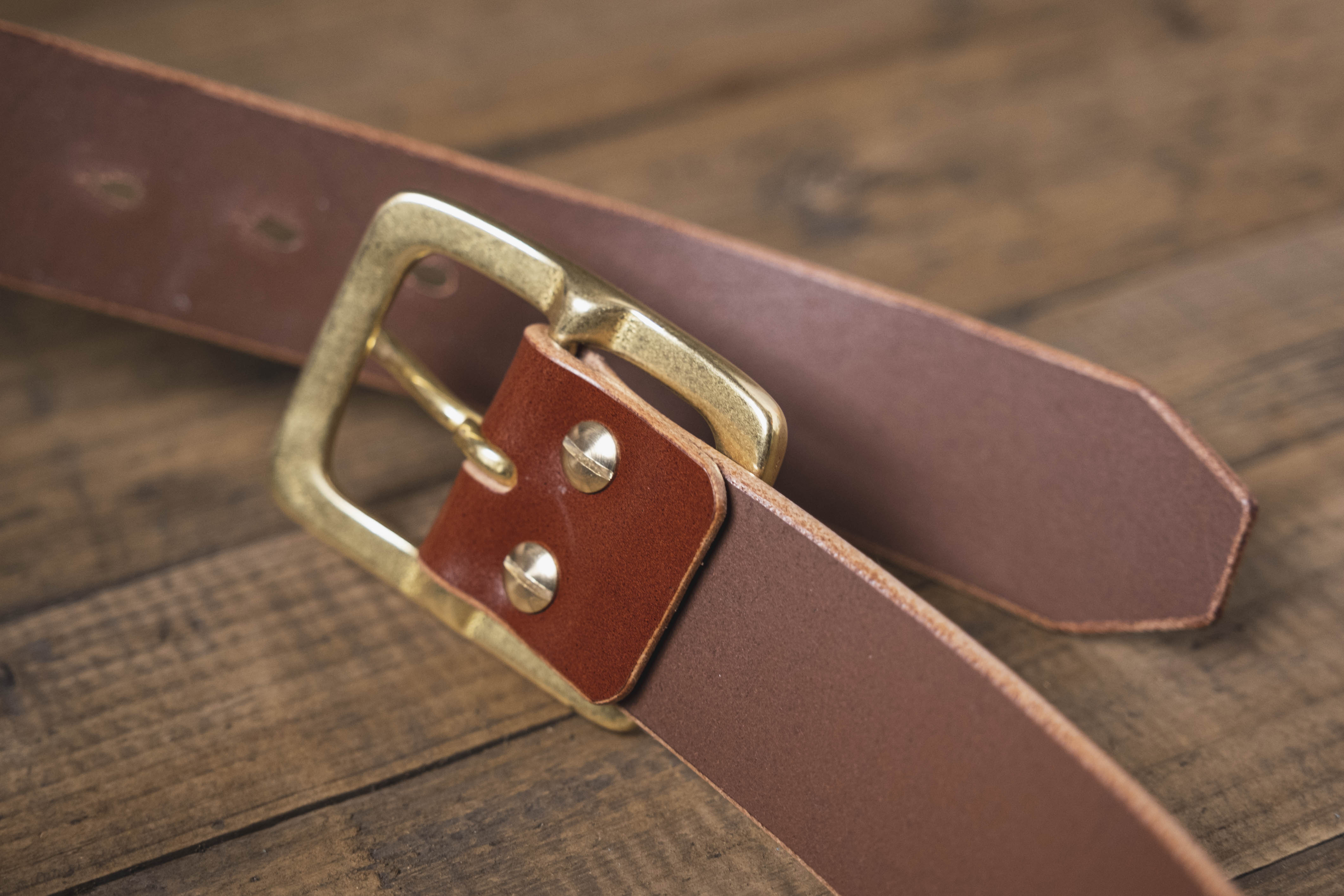 Brown English Bridle Leather Garrison Belt (1.5 inch, 38 mm wide
