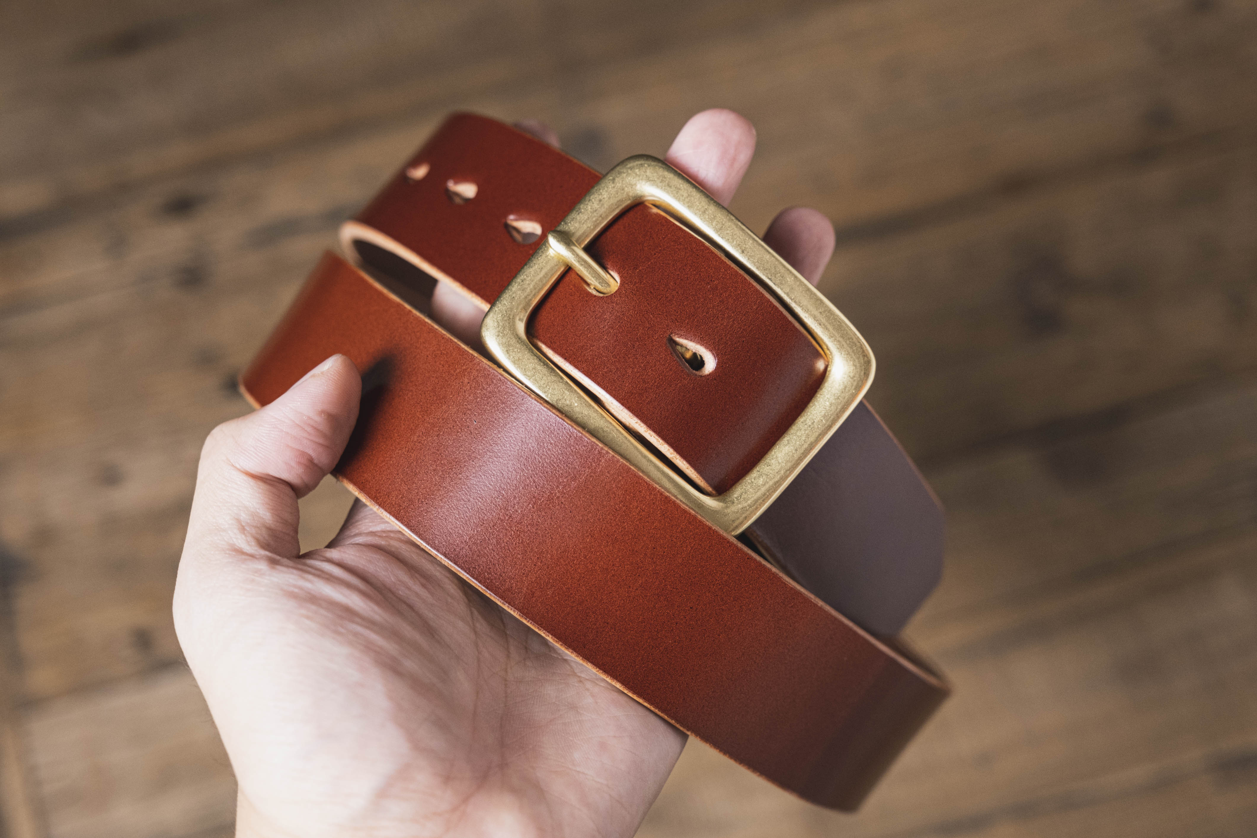 Brown English Bridle Leather Garrison Belt (1.5 inch, 38 mm wide
