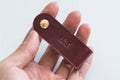 Burgundy Leather Swivel Key Holder with monogram