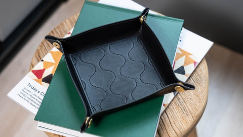 Quilted Black Leather Valet Tray