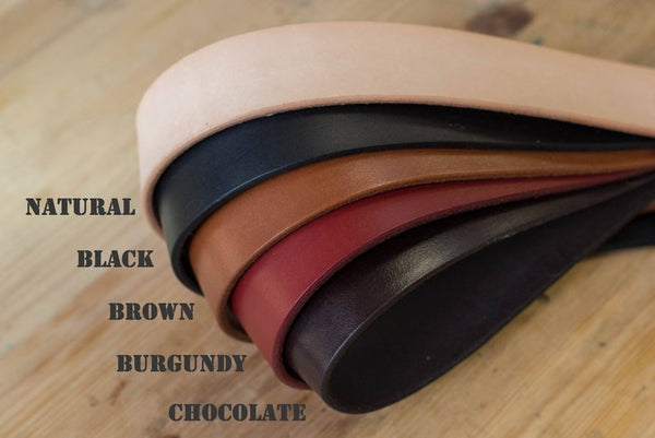 5 COLORS - Natural Vegetable-tanned Leather Standard Belt (1.5 inch, 38 mm wide)