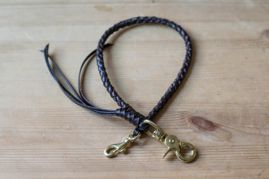 Round Braid Dark Brown Vegetable-tanned Leather Wallet Rope (Trigger Snap)
