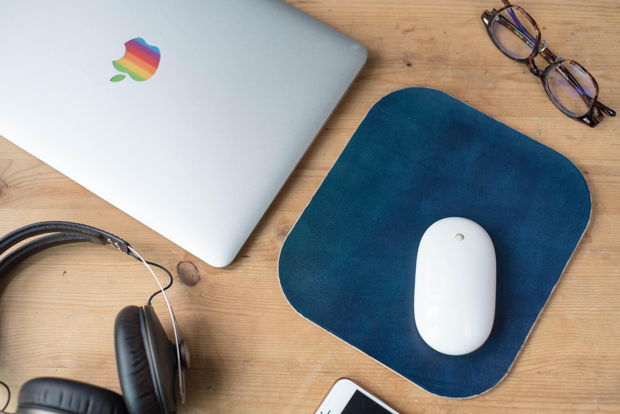 4 COLORS - Navy Blue Leather Mouse Pad - Eternal Leather Goods