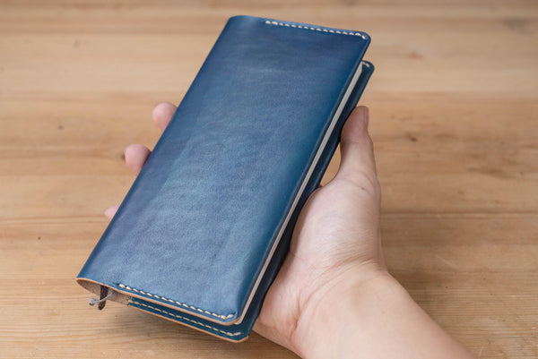 Navy Blue Minimalist Hobonichi Weeks (Mega) Leather Cover