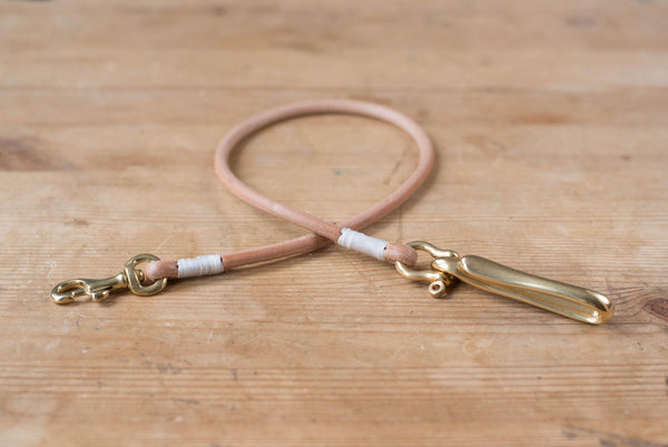 Natural Vegetable-tanned Leather Cord Wallet Rope with Fish Hook