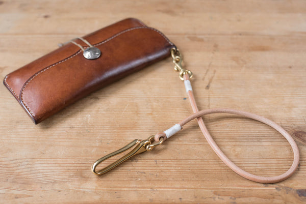 Natural Vegetable-tanned Leather Cord Wallet Rope with Fish Hook