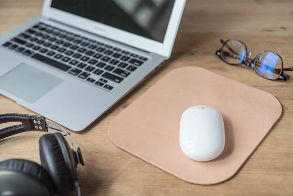 4 COLORS - Natural Leather Mouse Pad - Eternal Leather Goods