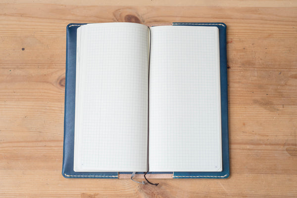 Navy Blue Minimalist Hobonichi Weeks (Mega) Leather Cover