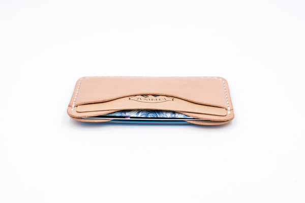Natural 3-Pocket Leather Card Wallet