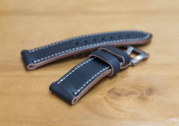 Black Buttero Leather Standard Watch Strap for Panerai (24 or 26 mm)
