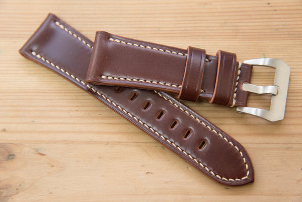 Burgundy Shell Cordovan Leather Standard Tapered Watch Strap for Panerai (22, 24 or 26 mm)