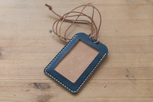Navy Blue  Leather ID Card Holder (Tall)