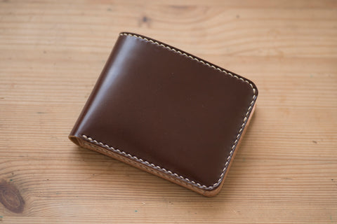 7 COLORS - 2-Slot, Coin Pocket Brown Shell Cordovan & Natural Two-tone Billfold Wallet