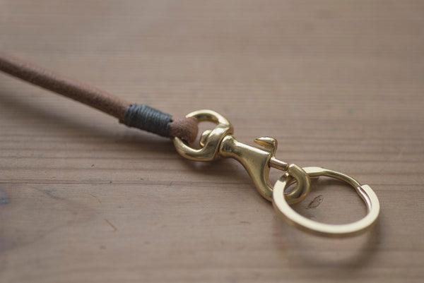 Natural Vegetable-tanned Leather Cord Key Rein with Fish Hook