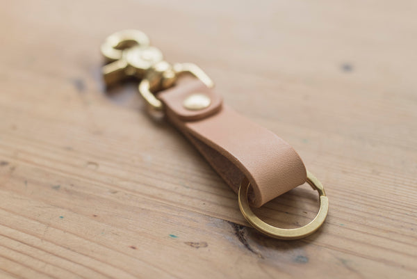 Natural Hermann Oak Leather Key holder with Trigger Snap