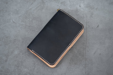 Black & Natural Leather Middle Wallet for men