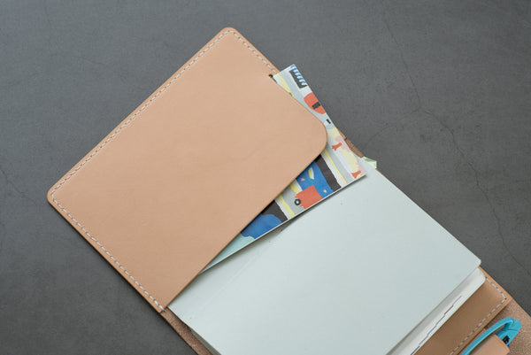 A6/Hobonichi/Midori MD Natural Trifold Leather Notebook Cover