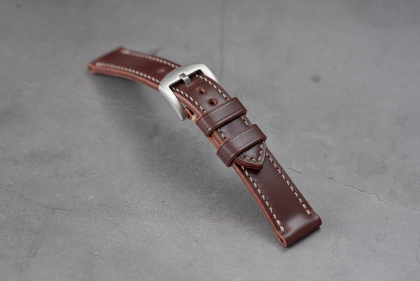 Burgundy Shell Cordovan Leather Tapered Basic Watch Strap (18, 20, 22 and 24 mm)