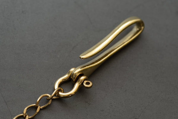 Solid Brass Wallet Chain with Fish Hook
