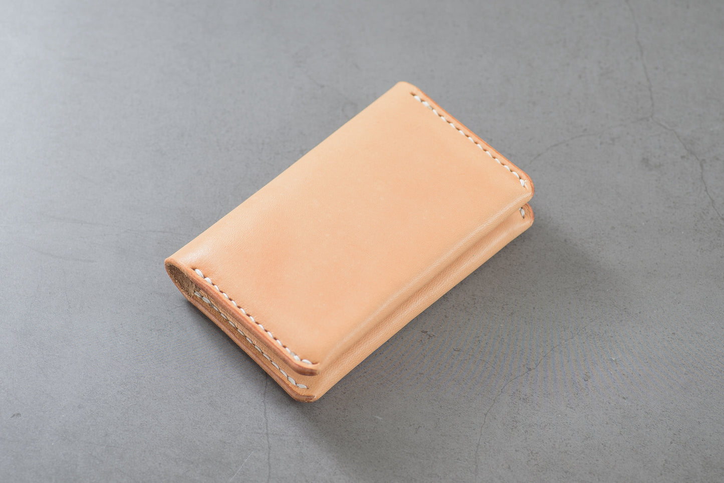 Porte-cartes de visite pliable en cuir naturel