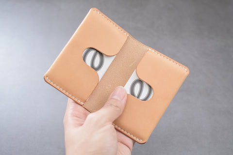 Natural Leather Folded Business Card Holder