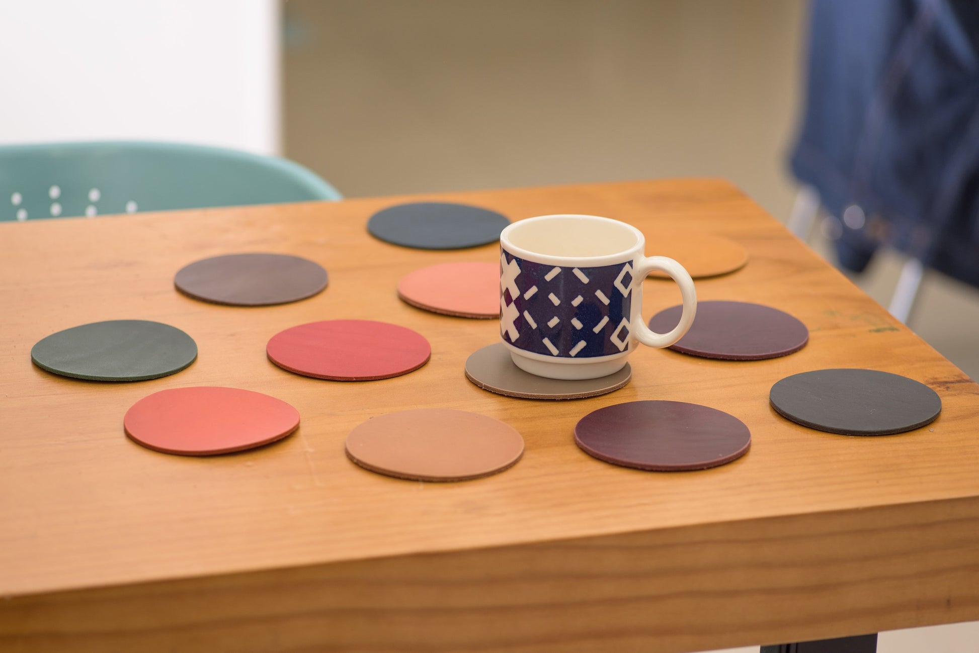 12 COLORS- Buttero Leather Round Coaster Set (Plain) - Eternal Leather Goods