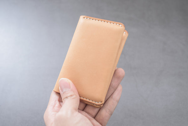 Natural Leather Folded Business Card Holder