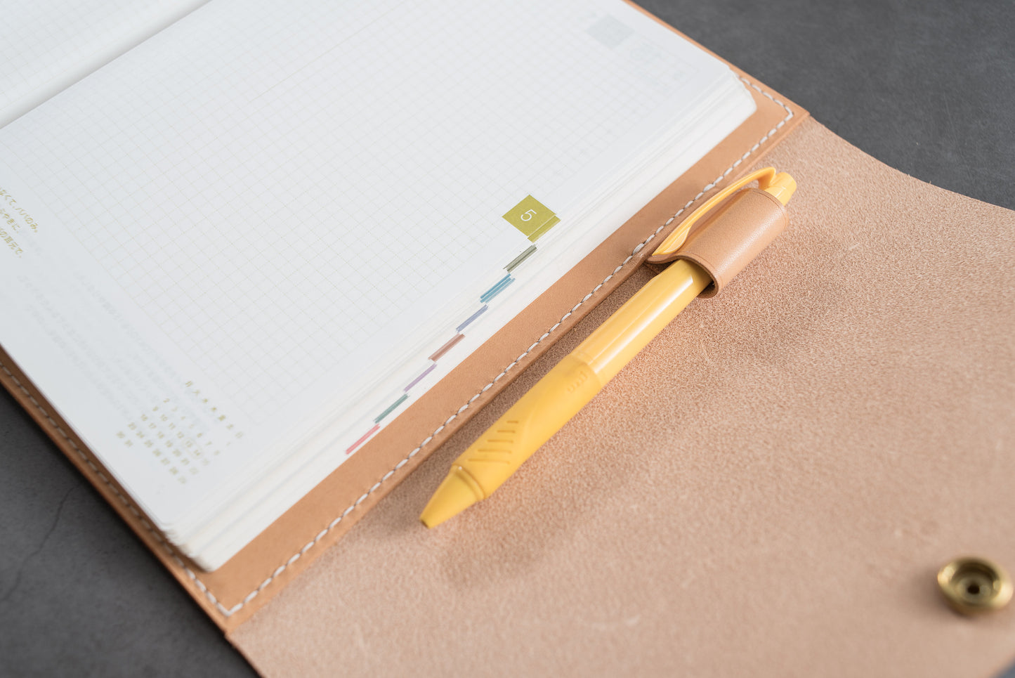 Couverture de carnet à trois volets en cuir A5/Hobonichi Cousin/Seven Seas