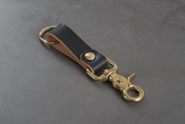 Black Hermann Oak Leather Key holder with Trigger Snap