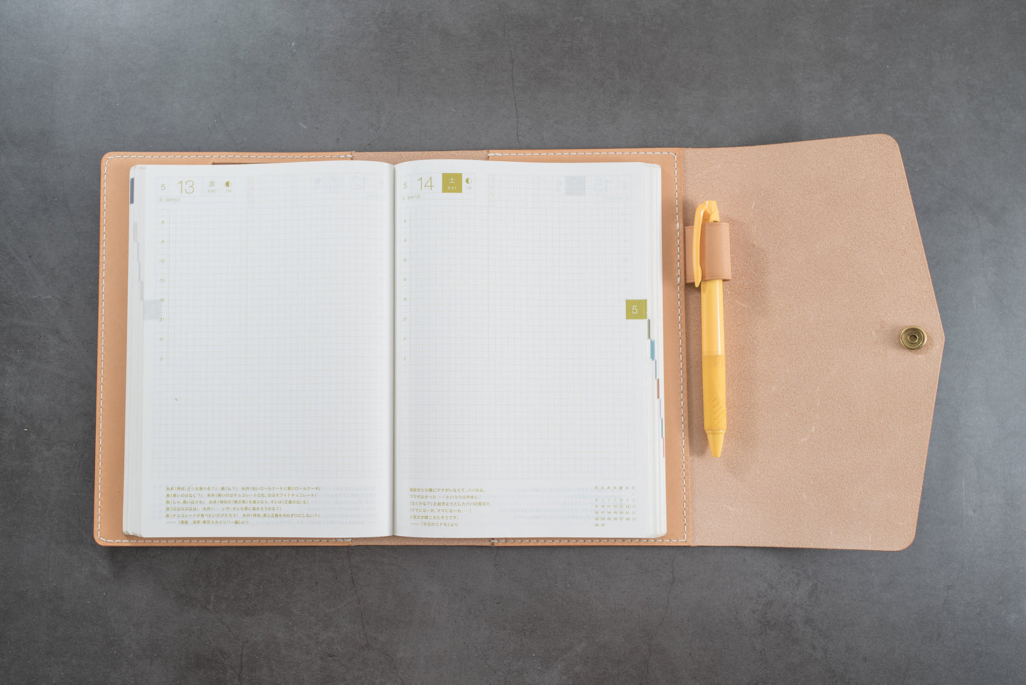 Couverture de carnet à trois volets en cuir A5/Hobonichi Cousin/Seven Seas