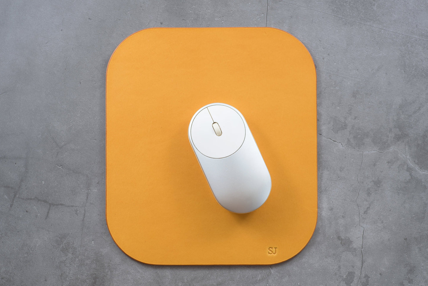 12 COLORS - Mustard Yellow Buttero Leather Mouse Pad - Eternal Leather Goods