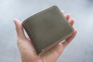 7 COLORS - 6-Slot Olive Green Shell Cordovan & Natural Leather Billfold Wallet