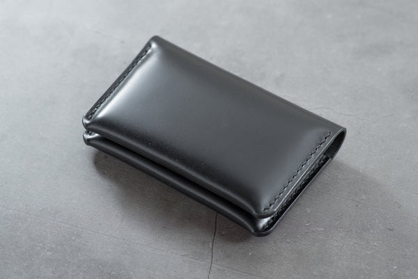 7 COLORS - Black Shell Cordovan Leather Folded Business Card Holder