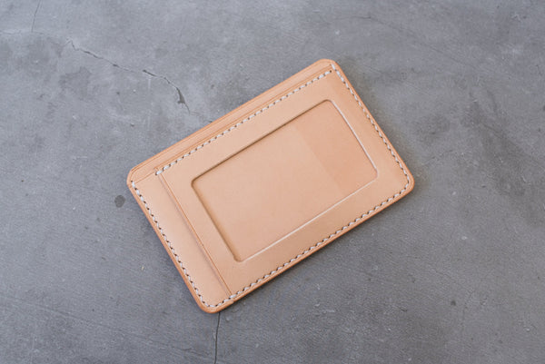 Natural Leather ID Window Pocket Wallet