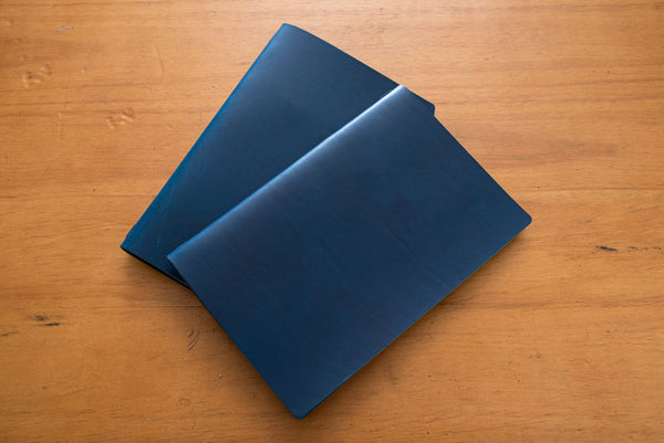 12 Colors - Letter-sized Menu Covers, Buttero Italian Vegetable Tanned Leather in Navy Blue (8.5x11) - Eternal Leather Goods